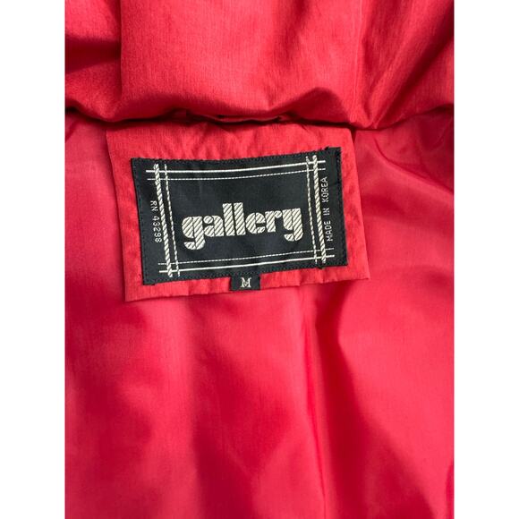 Vintage 80s Women’s Gallery DOWN Jacket Red Long Minimal Unique Classy Med - Picture 6 of 9